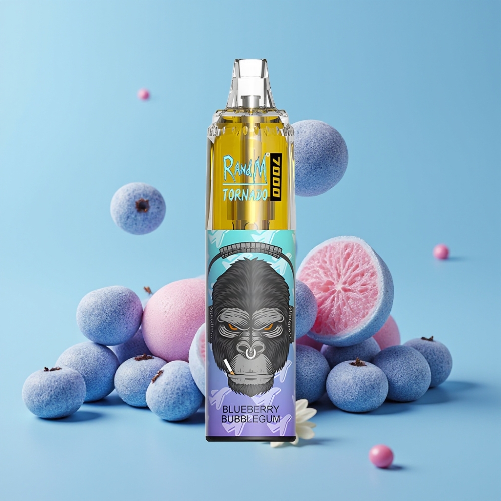 RandM Fumot Tornado 7000 Puffs Blåbær Tyggegummi Mesh Coil Type-C RGB Luftjustering