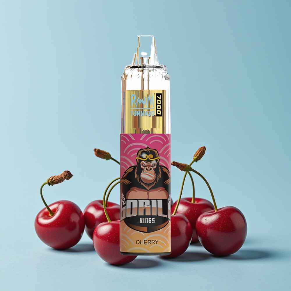 RandM Fumot Tornado 7000 Puffs Disposable Vape Kirsebær med Mesh Coil og RGB Lys