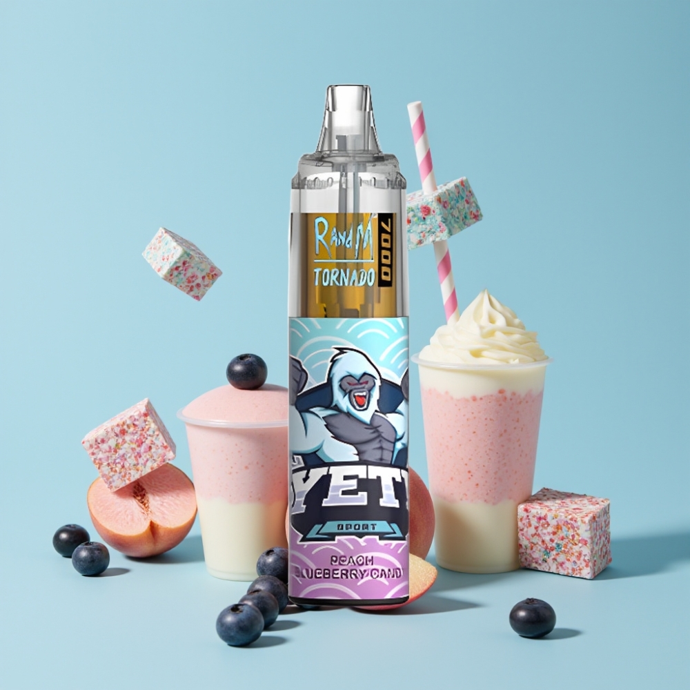 RandM Fumot Tornado 7000 Puffs Fersken Blåbær Godteri Type-C RGB Luftjustering