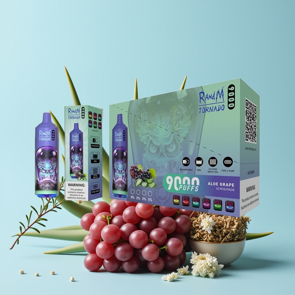 RandM Tornado 9000 Puffs 18 mL Aloe Drue Mesh Coil RGB Display