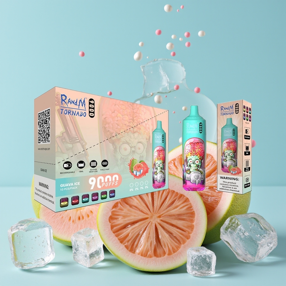 RandM Tornado 9000 Puffs 18 mL Mesh Coil Guava Is Norge online wholesalers