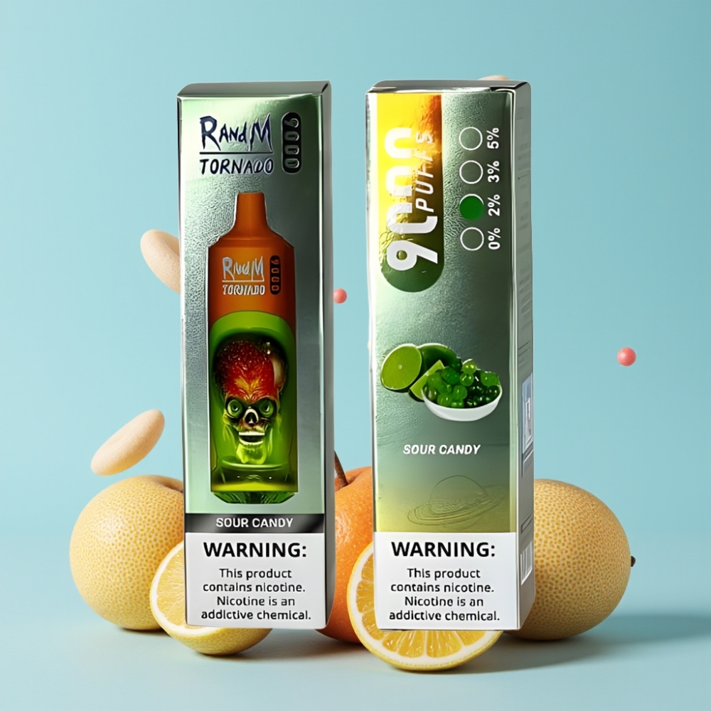 RandM Tornado 9000 Puffs 18 mL Sitrusgodt Mesh Coil RGB Display