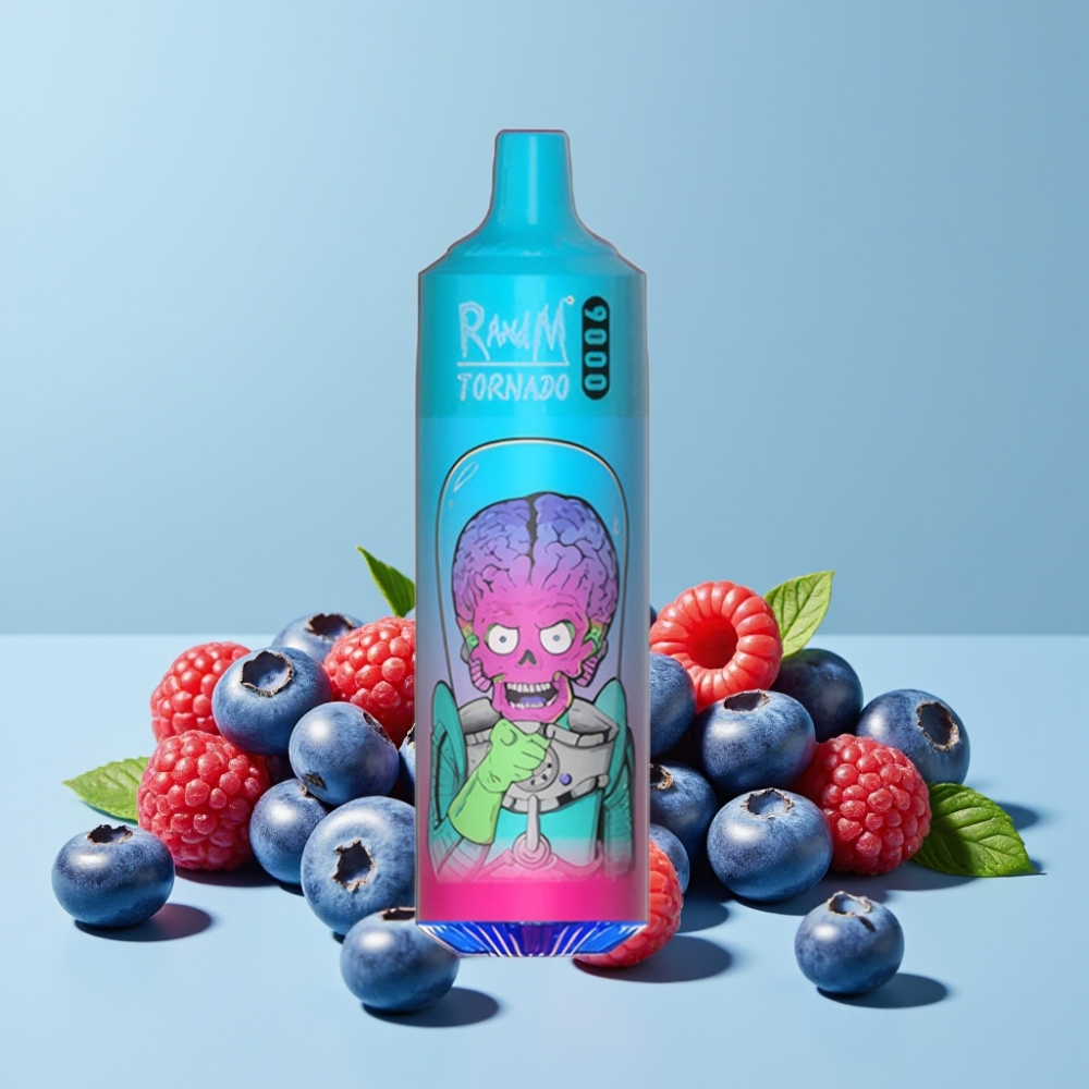 RandM Tornado 9000 Puffs 850 mAh 18 mL Blåbær Bringebær Norge online wholesalers