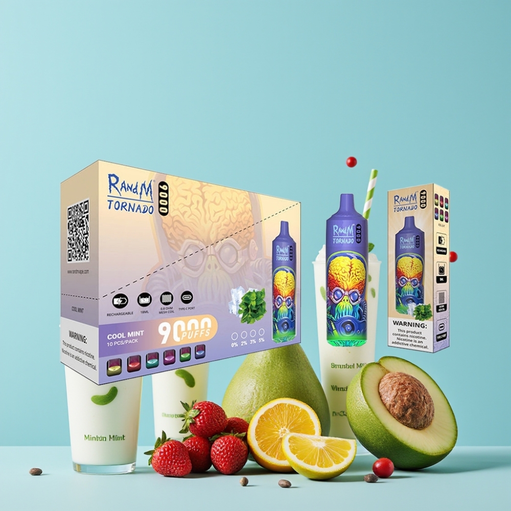 RandM Tornado 9000 Puffs 850 mAh 18 mL Mesh Coil RGB Kulmynte