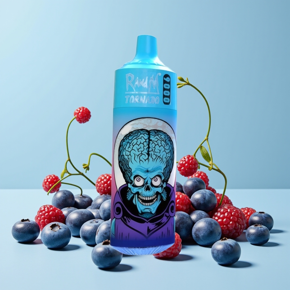 RandM Tornado 9000 Puffs 850 mAh Blåbær Kirsebær Tranebær