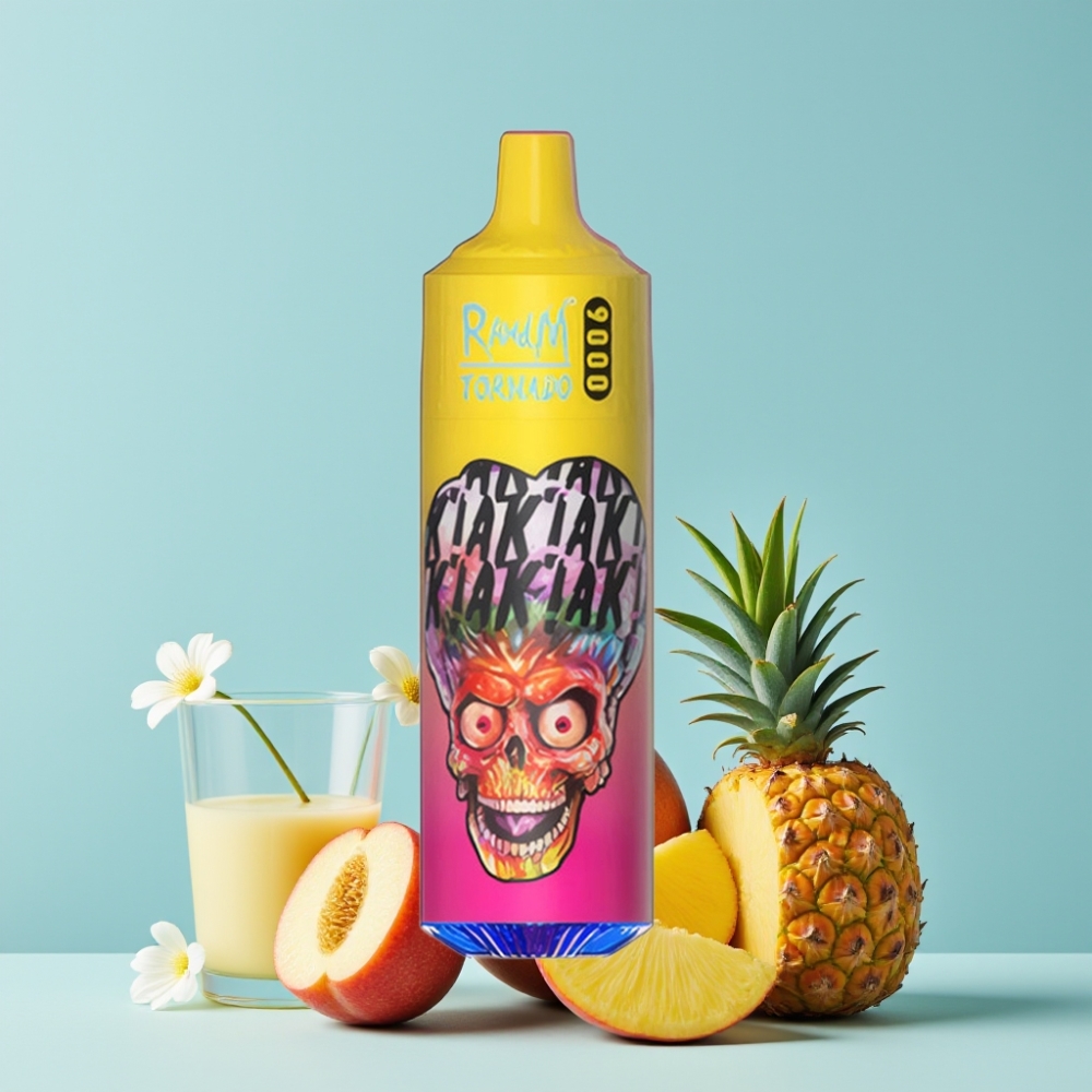 RandM Tornado 9000 Puffs 850mAh 18mL Mesh Fersken Mango Ananas