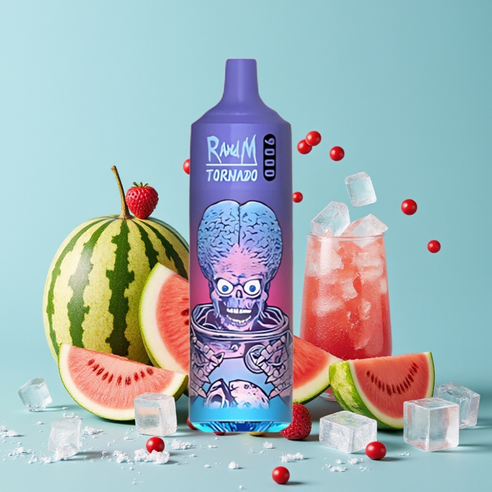 RandM Tornado 9000 Puffs Vannmelon Brazz Is RGB Skjerm Mesh Coil 18 mL
