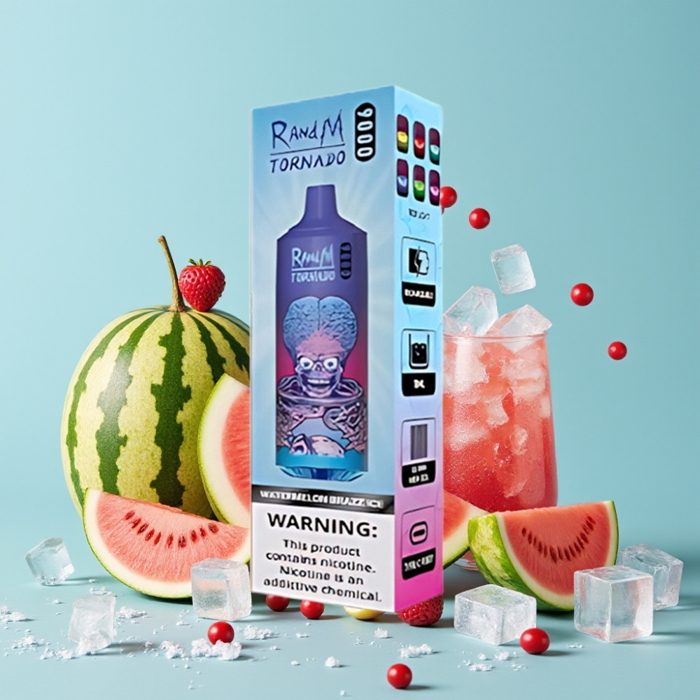 RandM Tornado 9000 Puffs Vannmelon Brazz Is RGB Skjerm Mesh Coil 18 mL